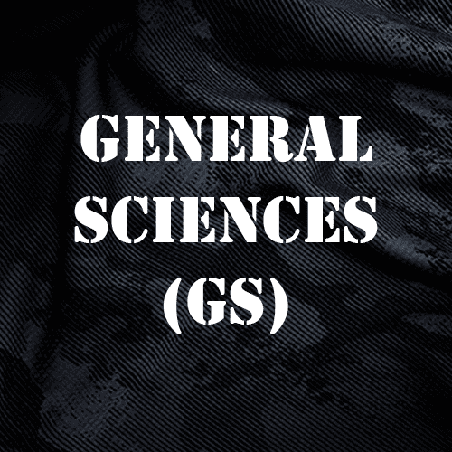 general sciences text on black camo background