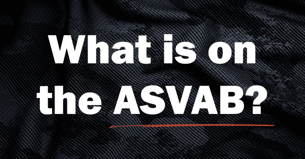 What is on the ASVAB text over camouflage background