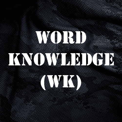 word knowledge text on camo background